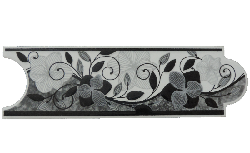 Listello Ramillete  Negro 8X25Cms