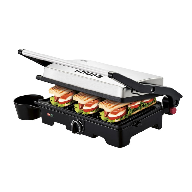 Sanduchera Imusa Panini Grill 180° Acero Inox