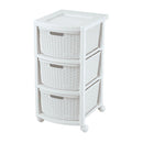 Cajonero Rattan 3 Gavetas Blanco Nieve 9834