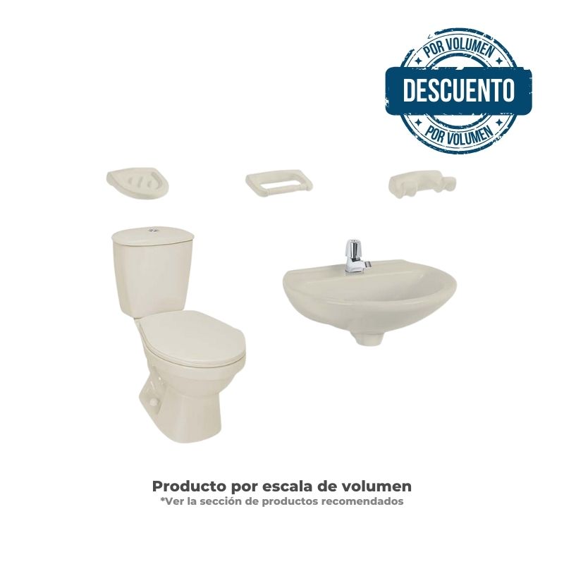 Combo Laguna 4.8 Litros Sin Pedestal Beige Grifería Cromada