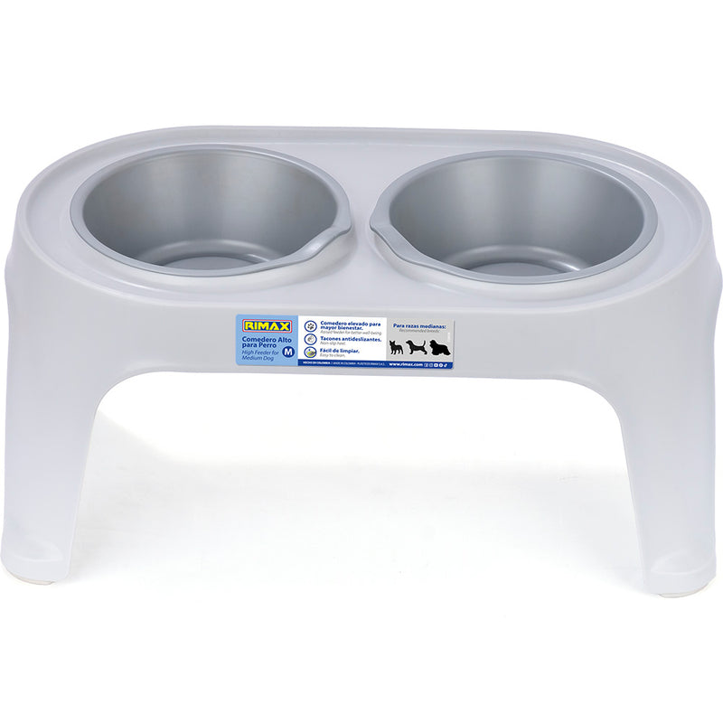 Comedor para Perro Razas Medianas de 0.8LT Gris