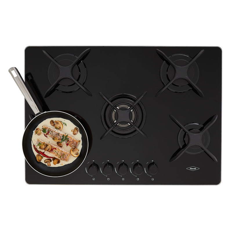 Cubierta de empotrar de Cristal de 76 Cm Negro Gas Natural 9000748