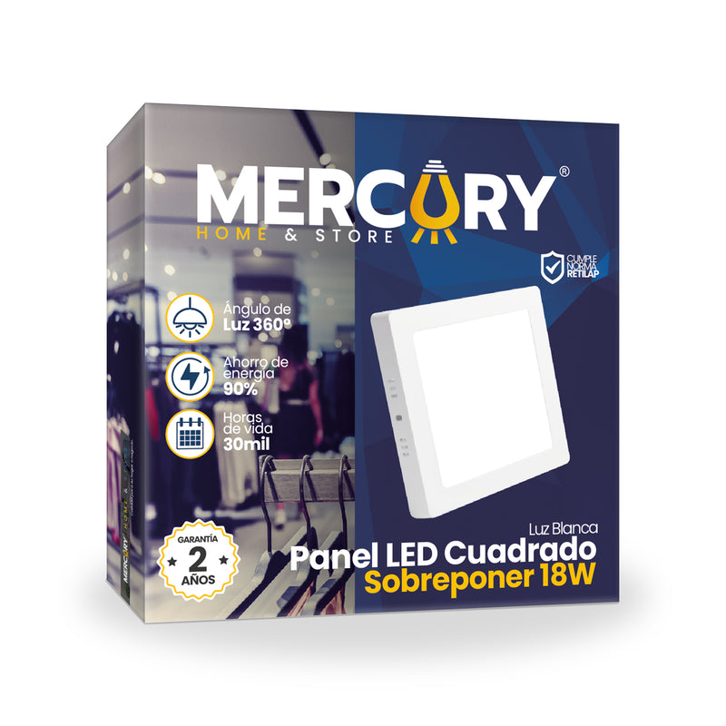 Panel LED de 18 Watts 8" Blanco Cuadrado para Sobreponer x 1 Unidad