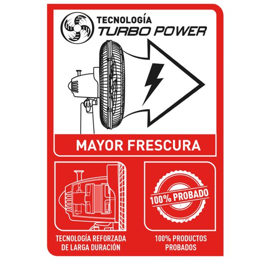 Ventilador Turbo Power Pedestal Negro 18"