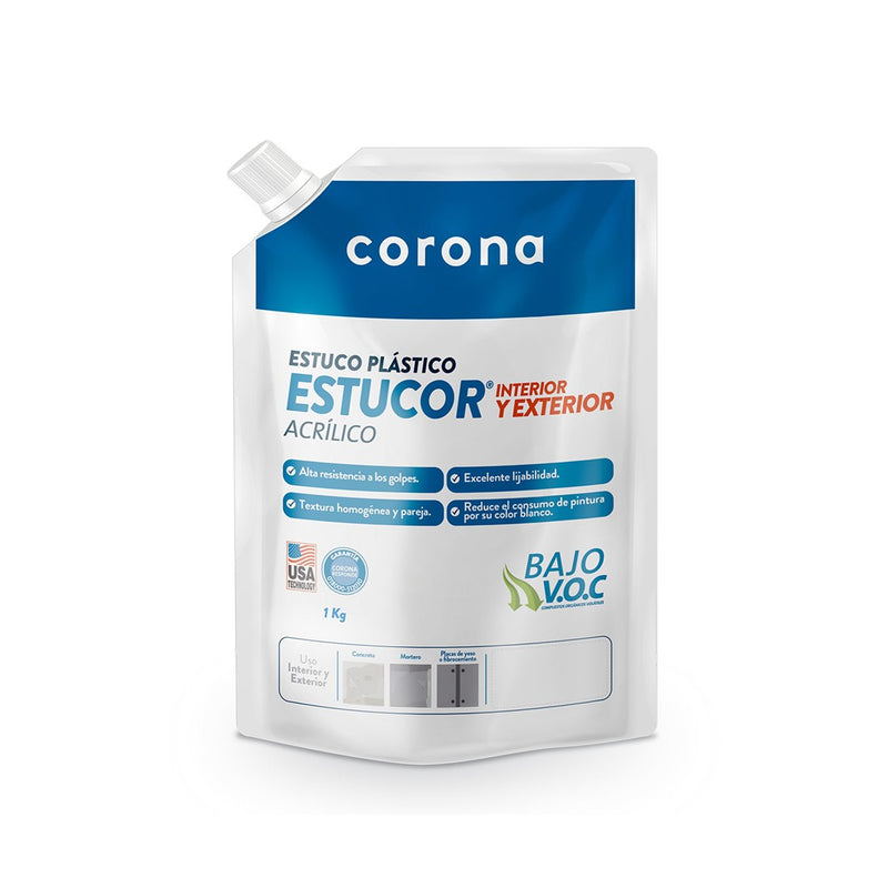 Estuco Plástico para Interiores y Exteriores Bolsa x 1KG