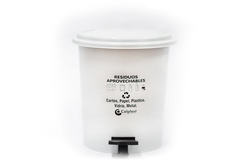 Papelera Pedal 12Lt Peletizada Blanco 1103