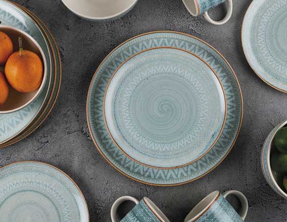 Vajilla 4 puestos 16 Piezas Congo Azul Multicolor. VL120E040116