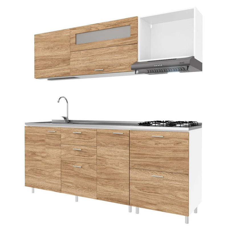 225709    Cocina Genova Fluens 2.10 Lado Izquierdo 4 Puestos Maple