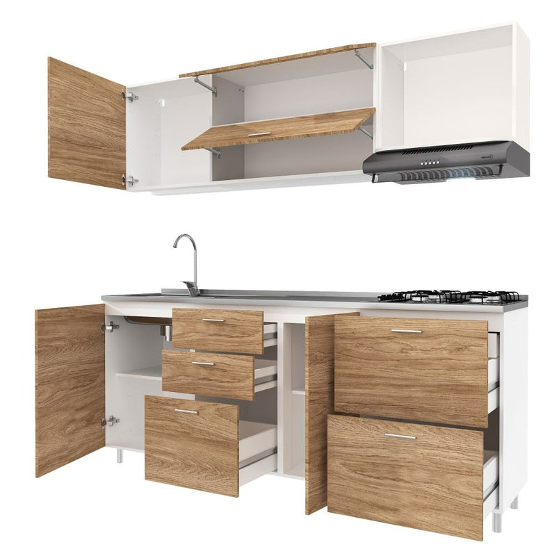 225709    Cocina Genova Fluens 2.10 Lado Izquierdo 4 Puestos Maple