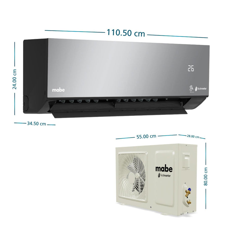 Aire Inverter Mabe 24000 BTU 220V Negro Espejo MMI24CDMCCC10