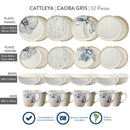 Vajilla Corona Cattleya Caoba Gris 32 Piezas 8 Puestos VL1964080232