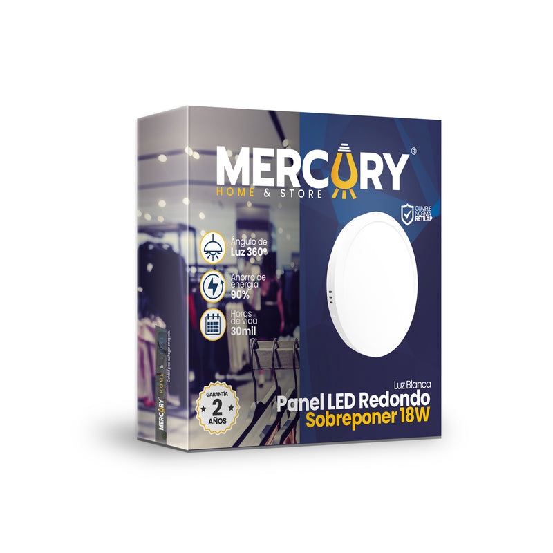 Panel LED de 18 Watss 8" Blanco Redondo para Sobreponer x 1 Unidad IPL23