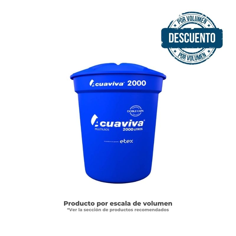 Kit 2000 Litros Acuaviva Tanques + Tapa + Conexiones Color Azul