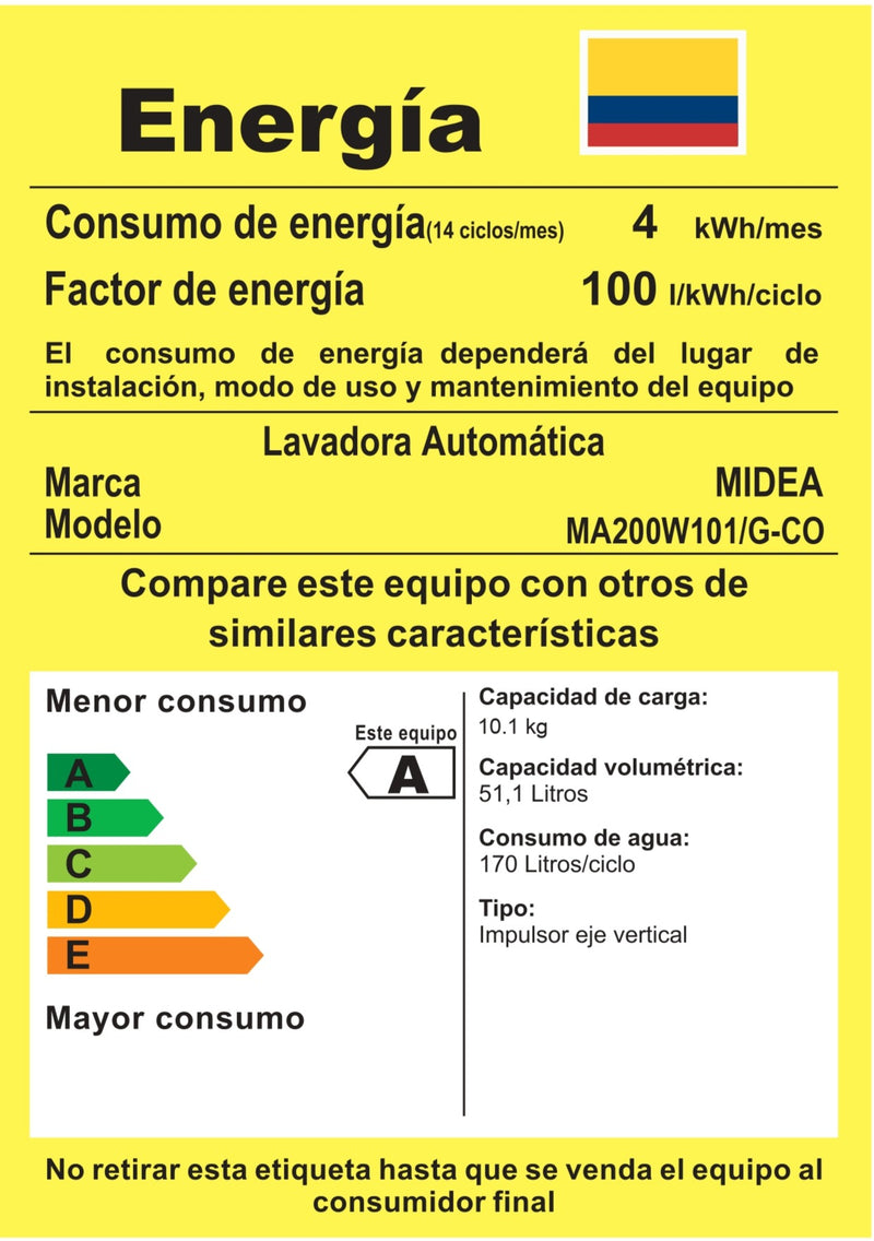Lavadora Automatica Carga Superior Midea 10KG Gris MA200W101/G-CO