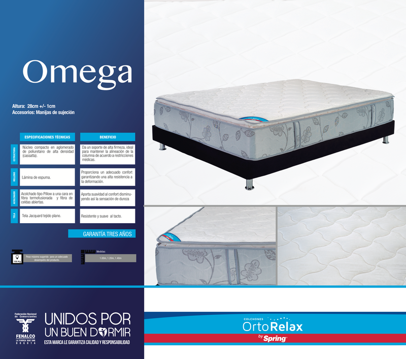 Colchon Ortorelax Omega de 140X190 28CM ALM 30200102
