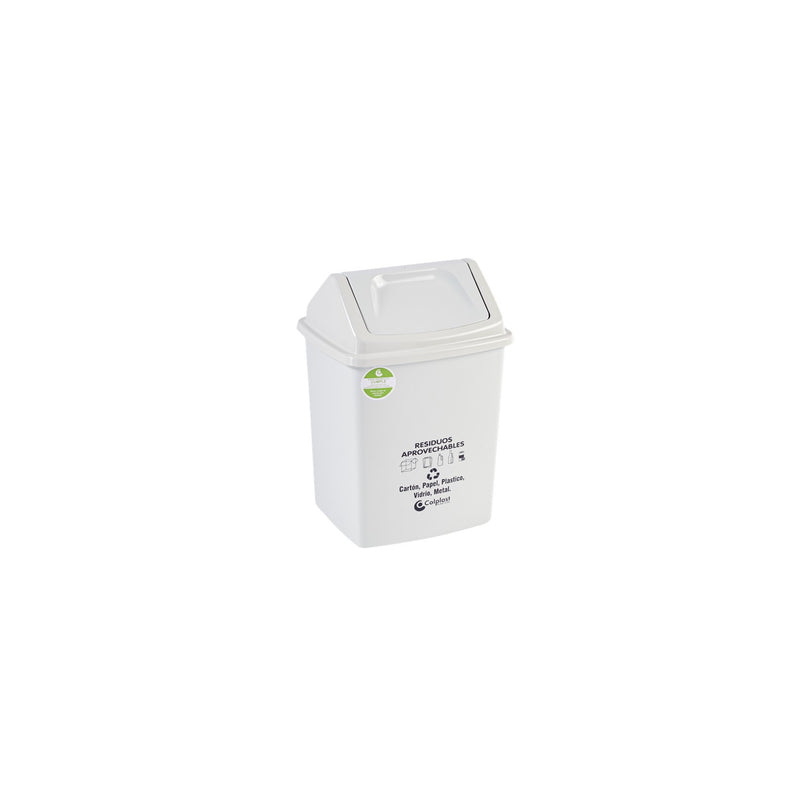 Papelera vaiven de 14lt peletizada color blanco 1123