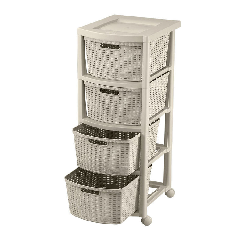 Cajonero Rattan 4 Gavetas Taupe 9836