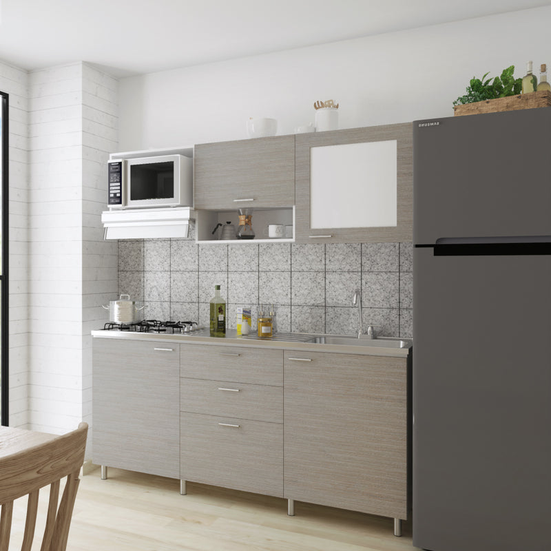 223780-229658    1.80m Cocina Monti 4 puestos a gas pozuelo lado derecho color chantillí