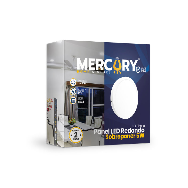 Panel LED de 6 Watts 4" Blanco Redondo para Sobreponer x 1 Unidad IPL21