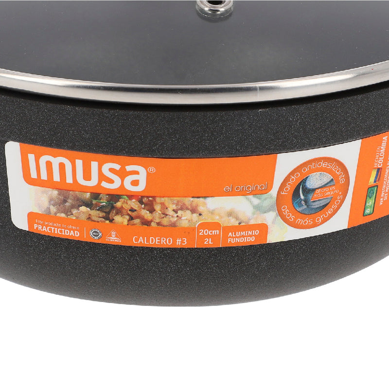 Caldero Antiadherente 20cm IMUSA Tapa de Vidrio 8043200
