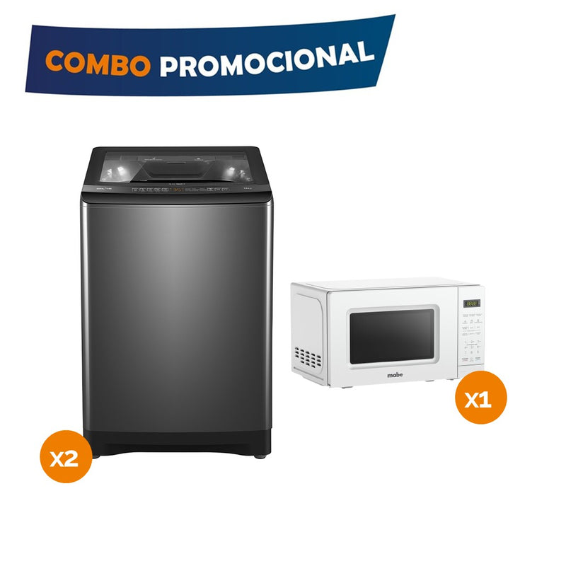 Combo Lavadora Automatica Mabe 16Kg Gris + Microondas 0.7 Mabe 110v Blanco  COMBO6120MICRO