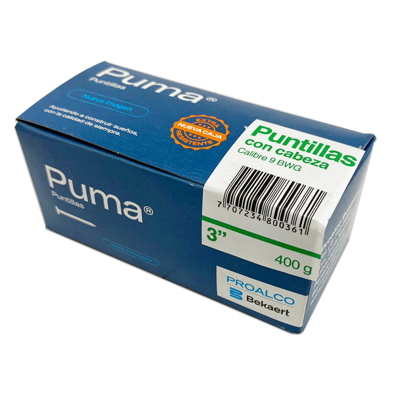Puntilla con cabeza PUMA 3" Caja X 50 Cajetilla de 400g -211341