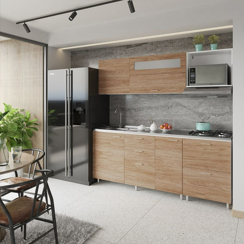 Cocina Genova Fluens 2.10 Lado Izquierdo 4 Puestos Maple 225709