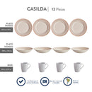 Vajilla Casilda 12 Piezas 4 Puestos Multicolor VL195E040112