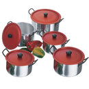 Juego de 5 Ollas Aluminio 16, 18, 20, 22 y 24 Cms Imusa Tapa Roja 53700