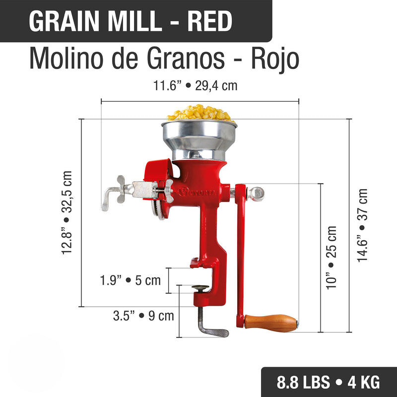 Molino de Grano Manual Tolva Plastica Color Rojo 30032