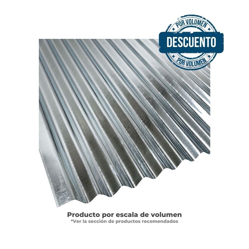 Teja de zinc Ondulada Espesor 0.23mm C-33 0.80 x  Largo 3.048-10" -301911-511159-512365