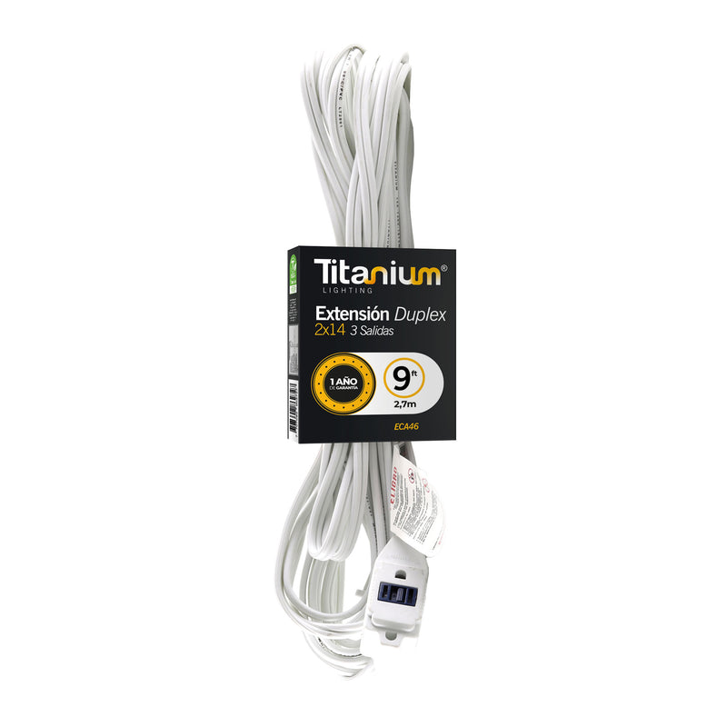 Extensión Duplex 2x14 9 Pies 2.7M Blanco x 1 Unidad ECA46