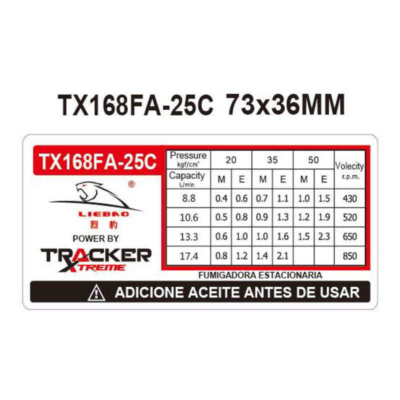Cabezote de fumigación de 25 Litros con Pistón Cerámico TX168FA-25-C