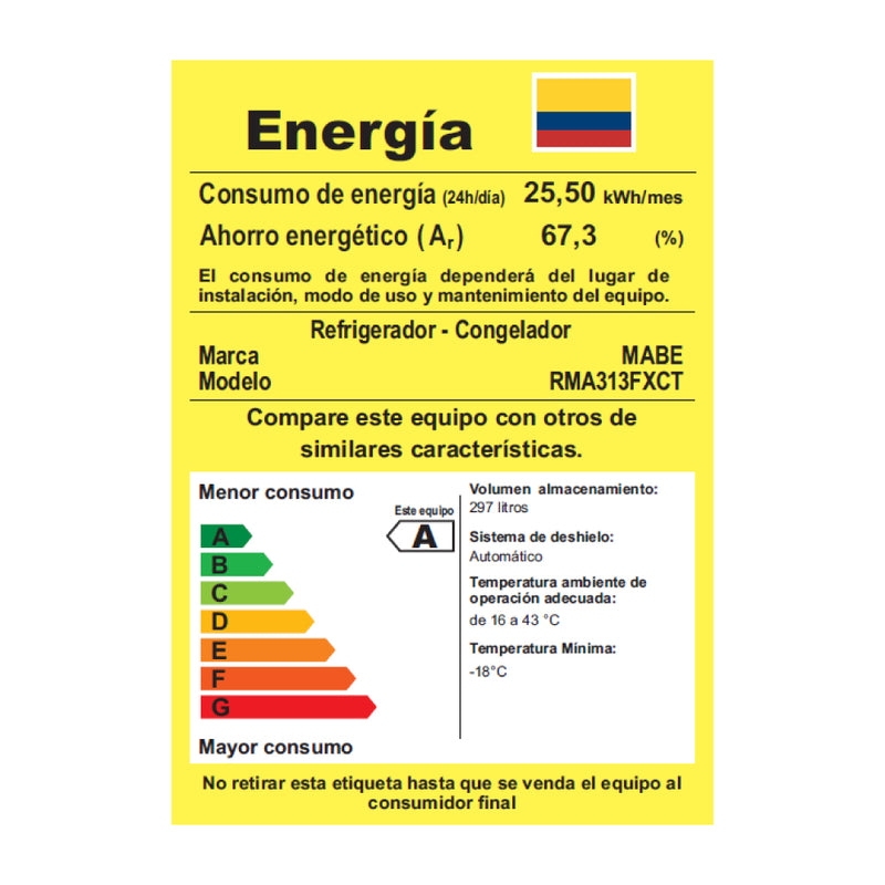 Nevera No Frost de 313 Litros Color Platinum RMA313FXCT