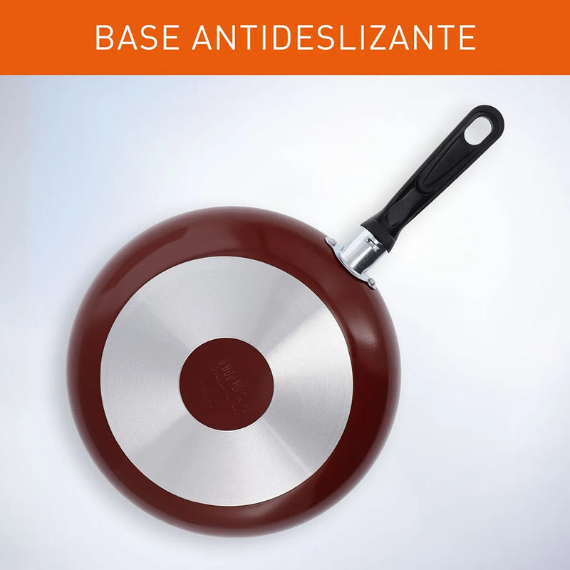 Bateria Colors 11 Piezas Antiadherente Tapa de Vidrio Rojo 5861021578