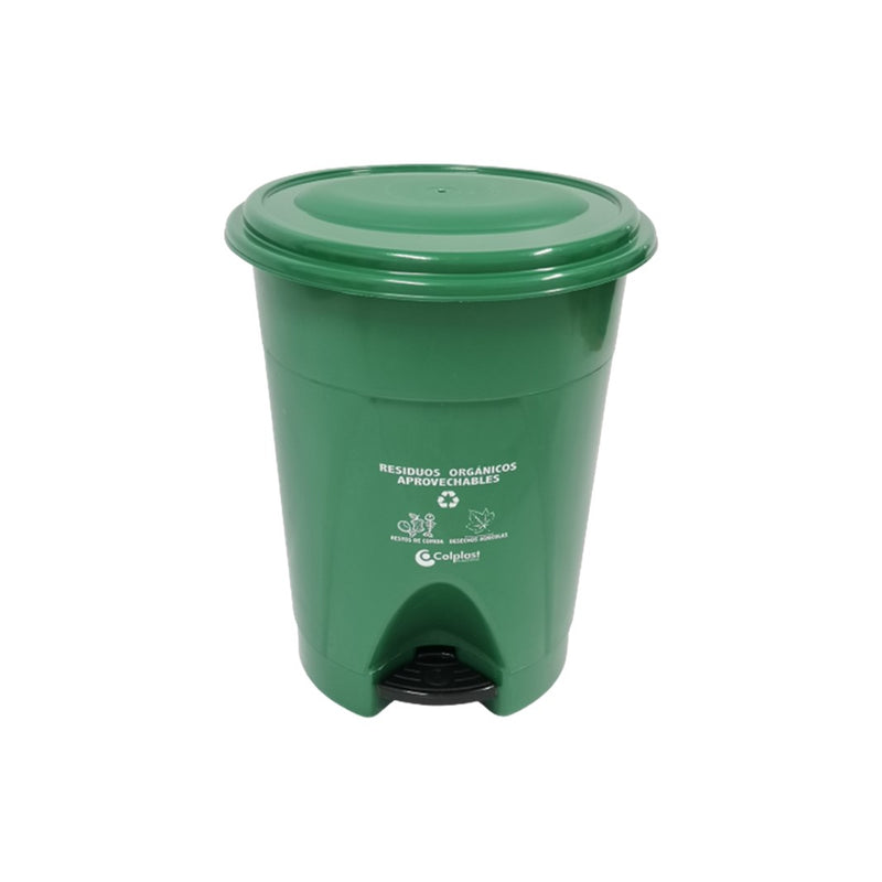 254   Papelera de Pedal 25 Litros Peletizada Con Etiqueta - Verde