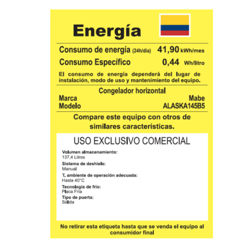 Congelador Horizontal Mabe de 145 Litros Blanco ALASKA145B5