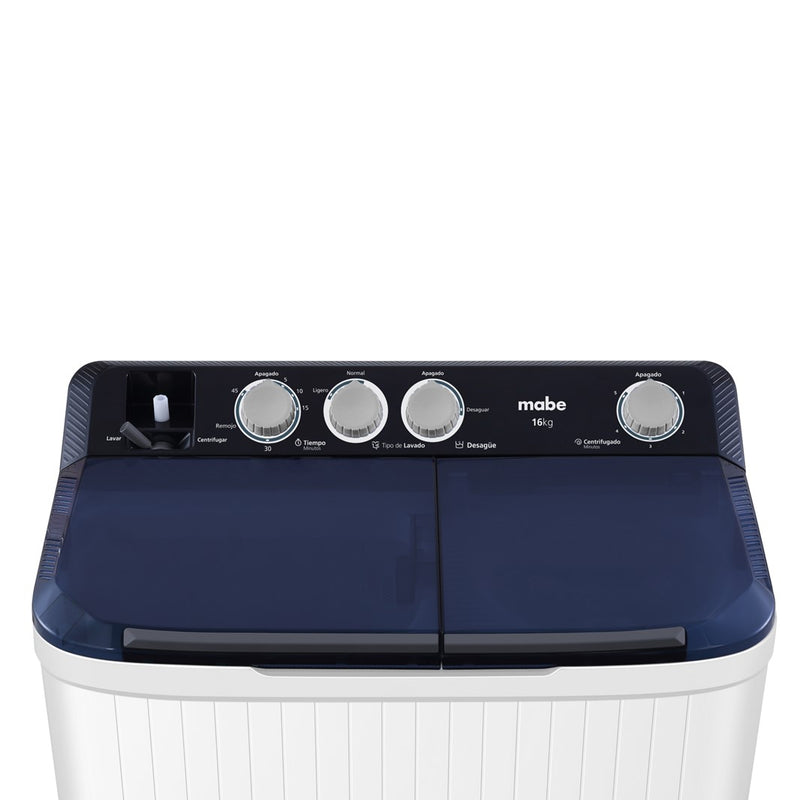 Lavadora Semiauto Mabe 16kg 35lbs Blanco LMD6124HBAB0
