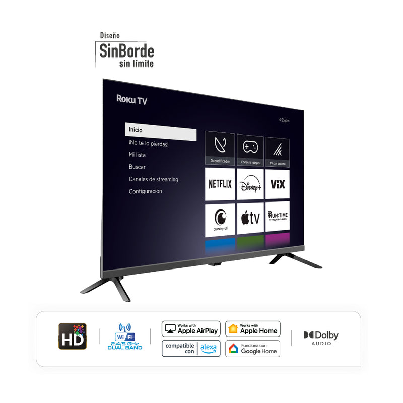 Televisor LED 32" 81.2CM Smart HD Roku Negro