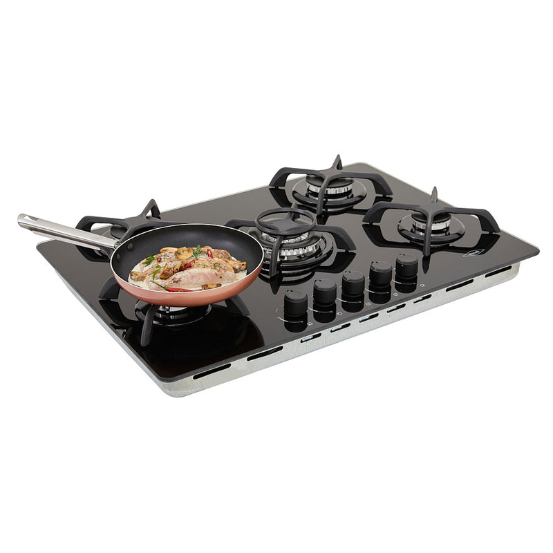 Cubierta de empotrar de Cristal de 76 Cm Negro Gas Natural 9000748