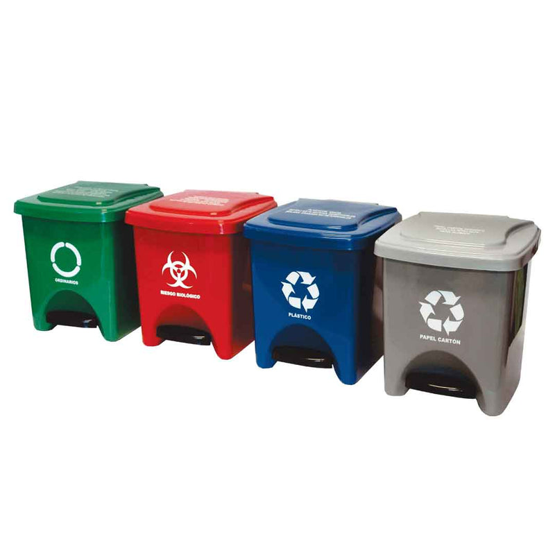 Papelera Cuadrada de Pedal 22 Litros Peletizada - Verde 769