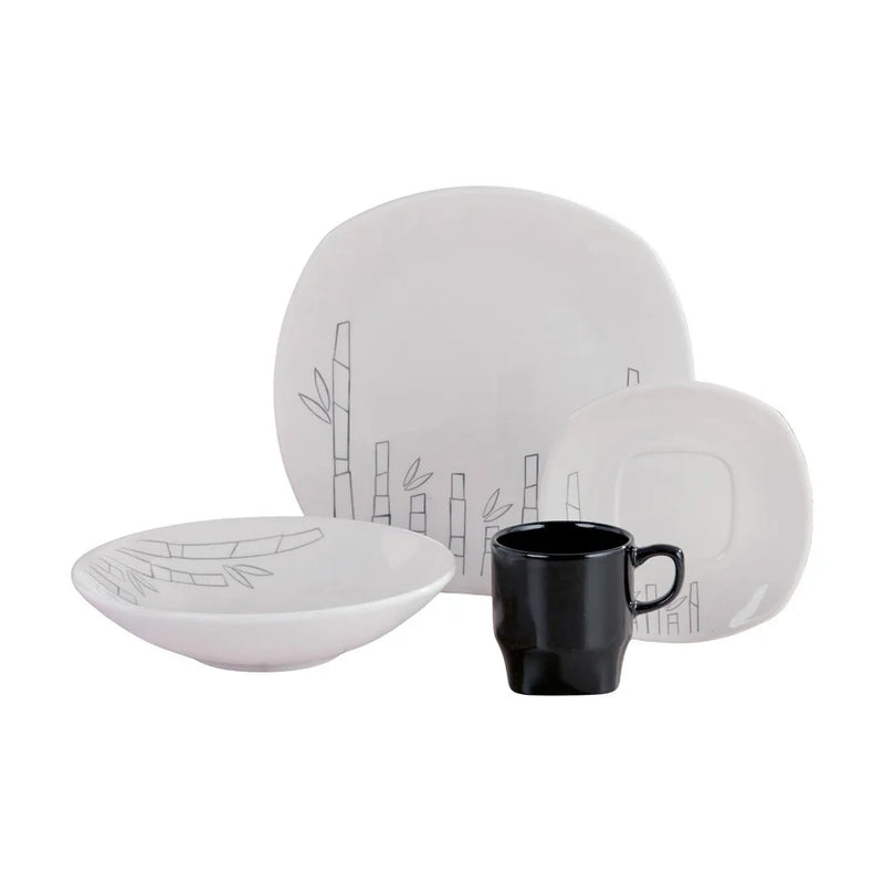 Vajilla Corona Bambu Cuadrada 4 Puestos 16 Piezas Multicolor VL124A040316