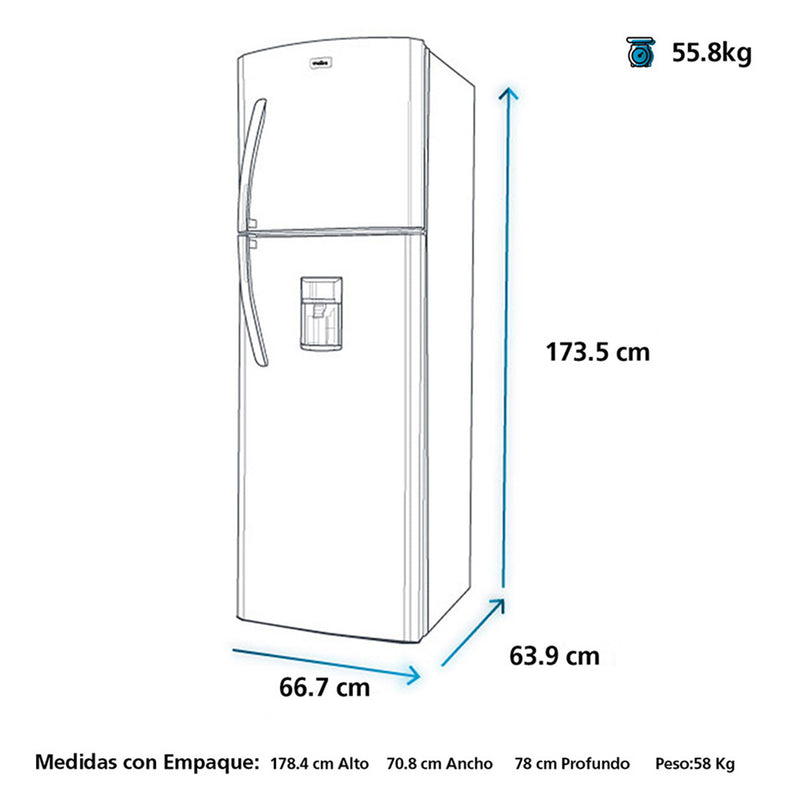 RMC390FACG1   Nevera Frost Mabe 390Lt 2 Puertas Grafito.