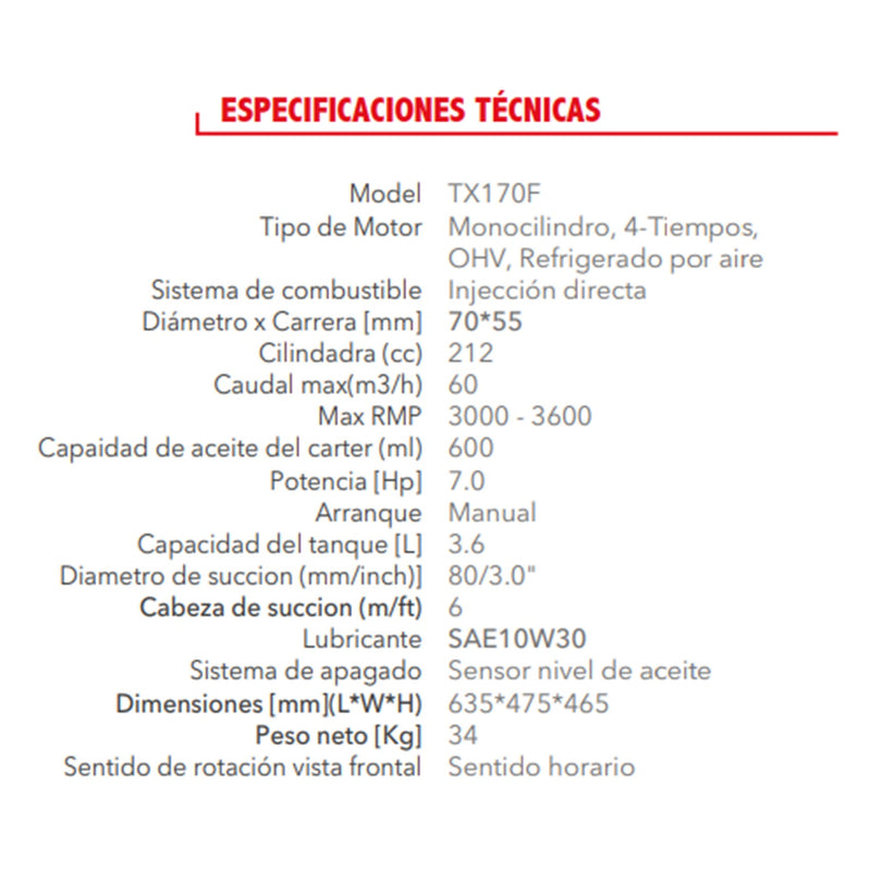Motobomba Estercolera Tracker 3x3 7HP TX30TE