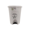Papelera pedal de 25lt peletizada color blanca con etiqueta 1102
