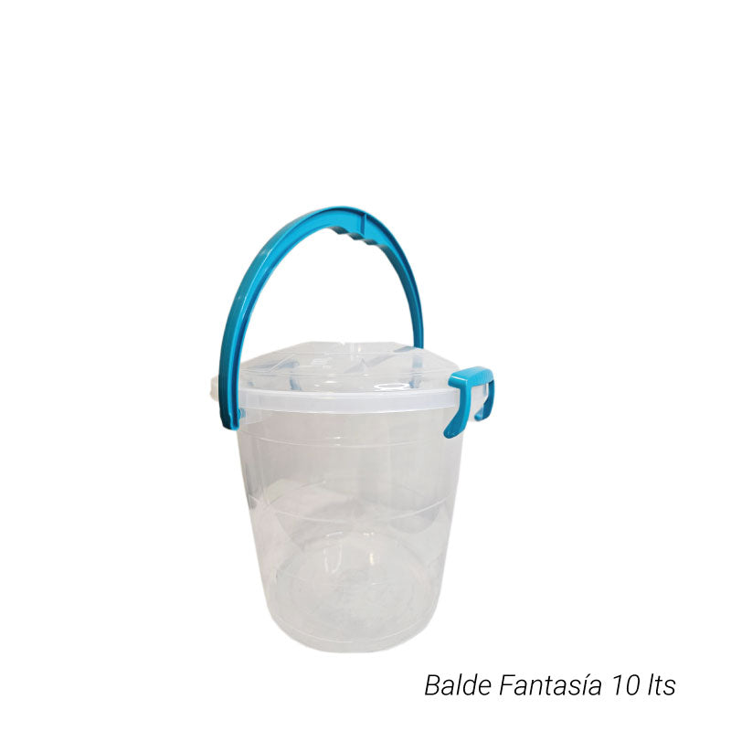 06544AZUL    Balde Fantasia 10Lt Transparetne Manija Azul