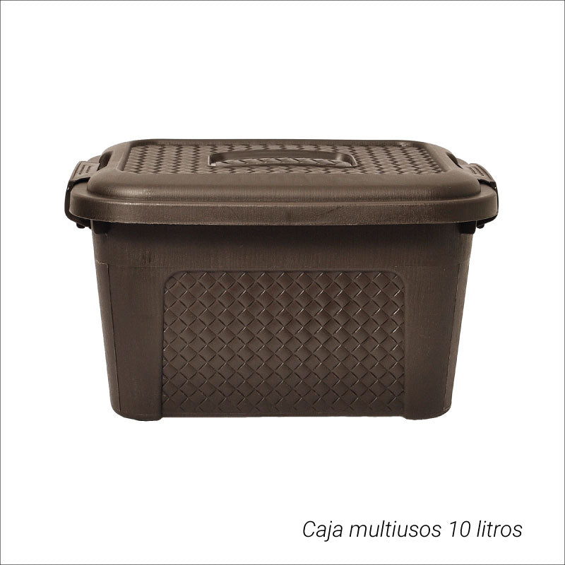 Caja Multiusos Rattan de 10 Litros Gris