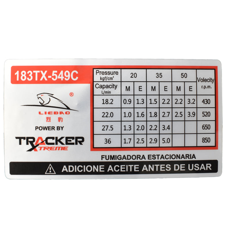 Cabezote de Fumigación de 36 Litros Pistón Ceramico + Manguera 50Mts y Lanza de 60cm TX549C