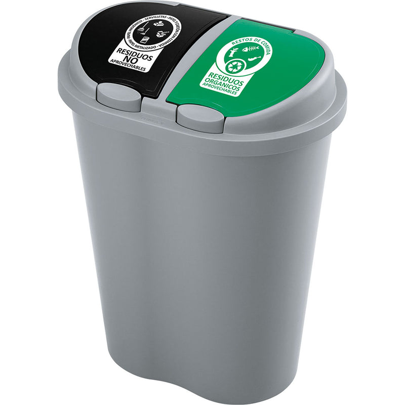 Basurero Doble 5, Litros Negro Verde 12206