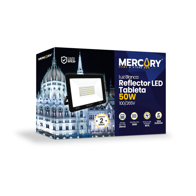 Reflector LED Tipo Tableta de 50 Watts 6500K Blanco x 1 Unidad IRL29